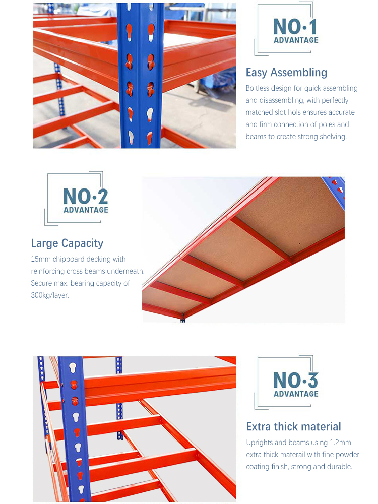 Boltless Assembling HeavyDuty Steel Rivet Shelving for Warehouse